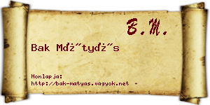 Bak Mátyás névjegykártya